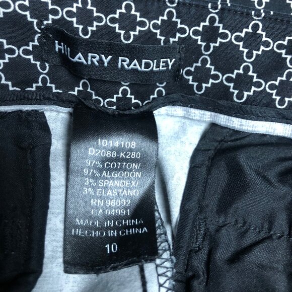Hilary Radley Capri Pants Womens Size 10 Black White Pattern Pockets - Picture 4 of 5